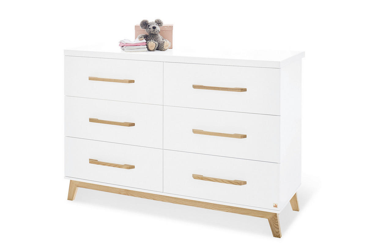 WICKELKOMMODE PINOLINO RIVA Weiß  - Eschefarben/Weiß, Design, Holz (140/78/105cm) - Pinolino