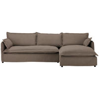 ECKSOFA Braun Flachgewebe, Bouclé  - Schwarz/Braun, Trend, Textil/Metall (295/165cm) - Livetastic