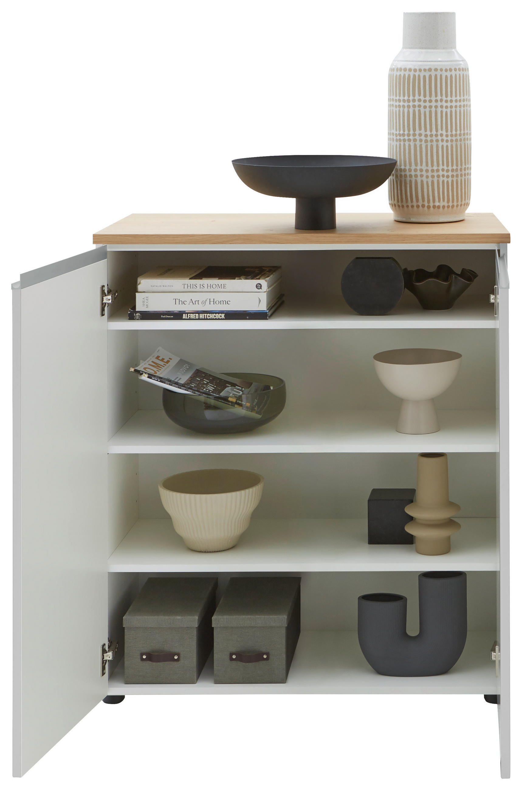 KOMMODE in 90/102/41 cm - Eichefarben/Silberfarben, Design, Holz/Holzwerkstoff (90/102/41cm) - Dieter Knoll