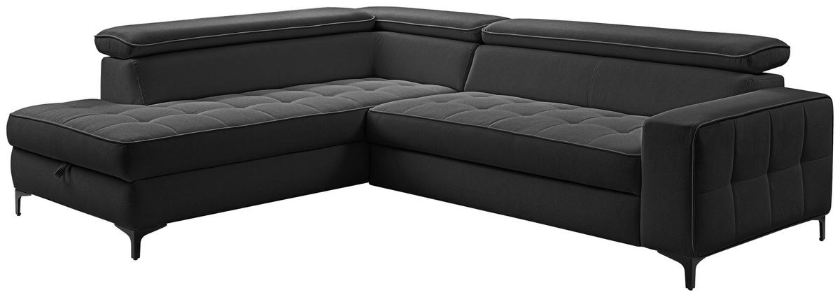 ECKSOFA  in Struktur Anthrazit  203/251 cm  - Anthrazit/Schwarz, Design, Textil/Metall (203/251cm) - MID.YOU