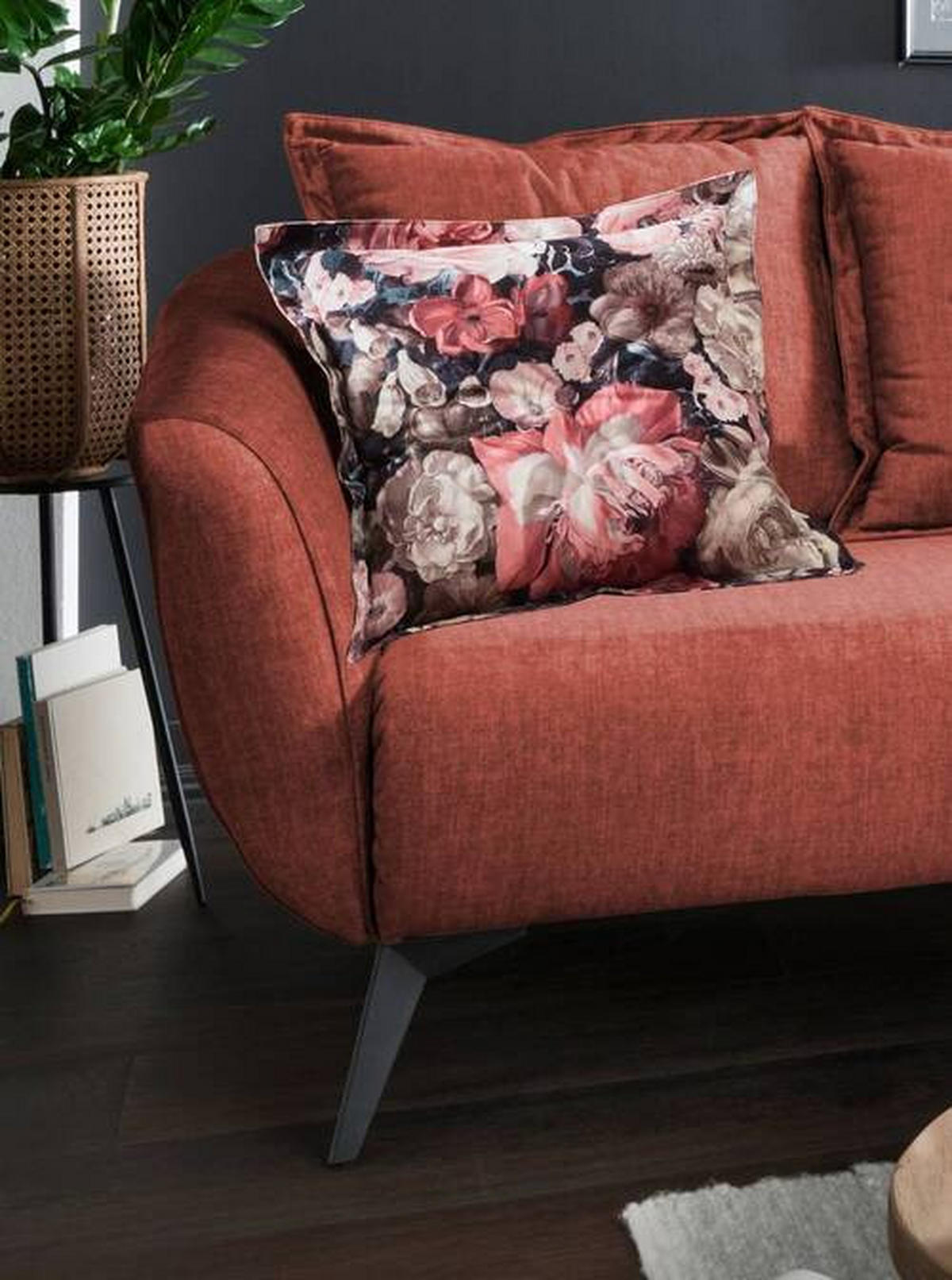 ECKSOFA in Velours Koralle, Multicolor  277/162 cm  - Koralle/Multicolor, MODERN, Holz/Textil (277/162cm) - Livetastic