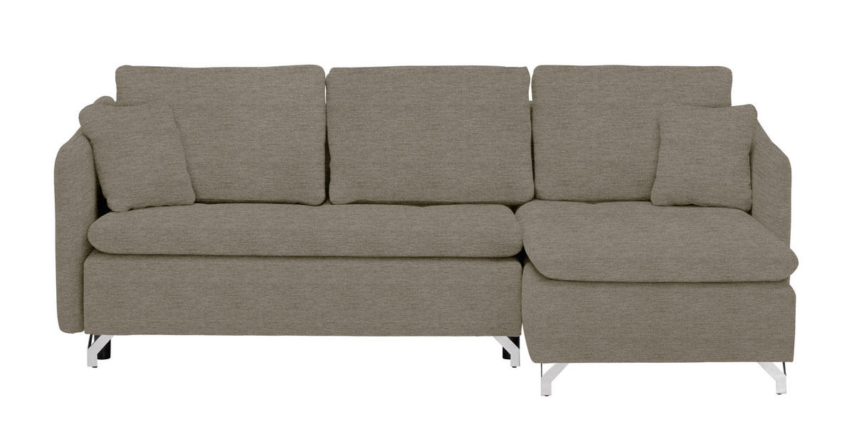 ECKSOFA in Struktur Hellbraun  - Hellbraun/Silberfarben, Design, Textil/Metall (223/146cm) - Ti'me