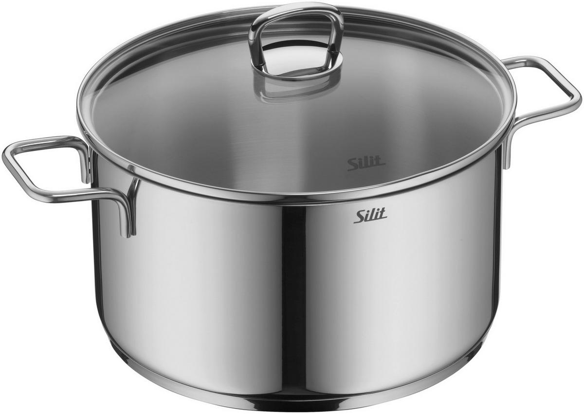 KOCHTOPFSET Alicante 5-teilig  - Edelstahlfarben, Basics, Glas/Metall (29,8/26/52,5cm) - Silit