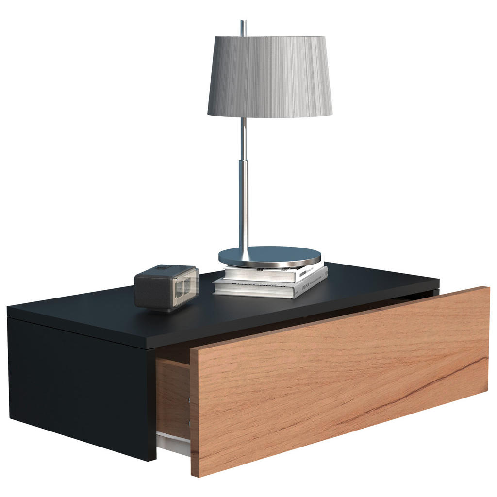 Thumbnail - Mid.you Nachtschrank, Schwarz, Eiche, Holzwerkstoff, 1 Schublade(n) Schubladen, 60x15x30 cm, hängend, Schlafzimmer, Nach...