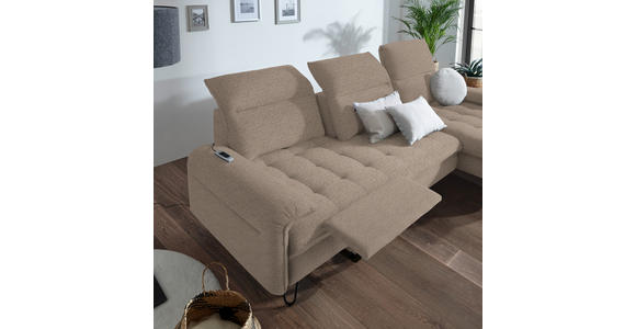 ECKSOFA in Flachgewebe Braun  - Schwarz/Braun, LIFESTYLE, Textil/Metall (310/180cm) - Valnatura