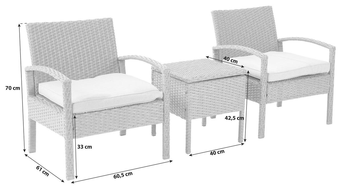 BALKONSET  - Dunkelgrau/Grau, MODERN, Kunststoff/Textil - Ambia Garden