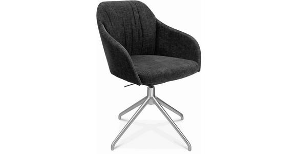 ARMLEHNSTUHL in Aluminium Velours - Graphitfarben/Alufarben, Design, Textil/Metall (58/81,5-84,5/60cm) - Johann Jakob