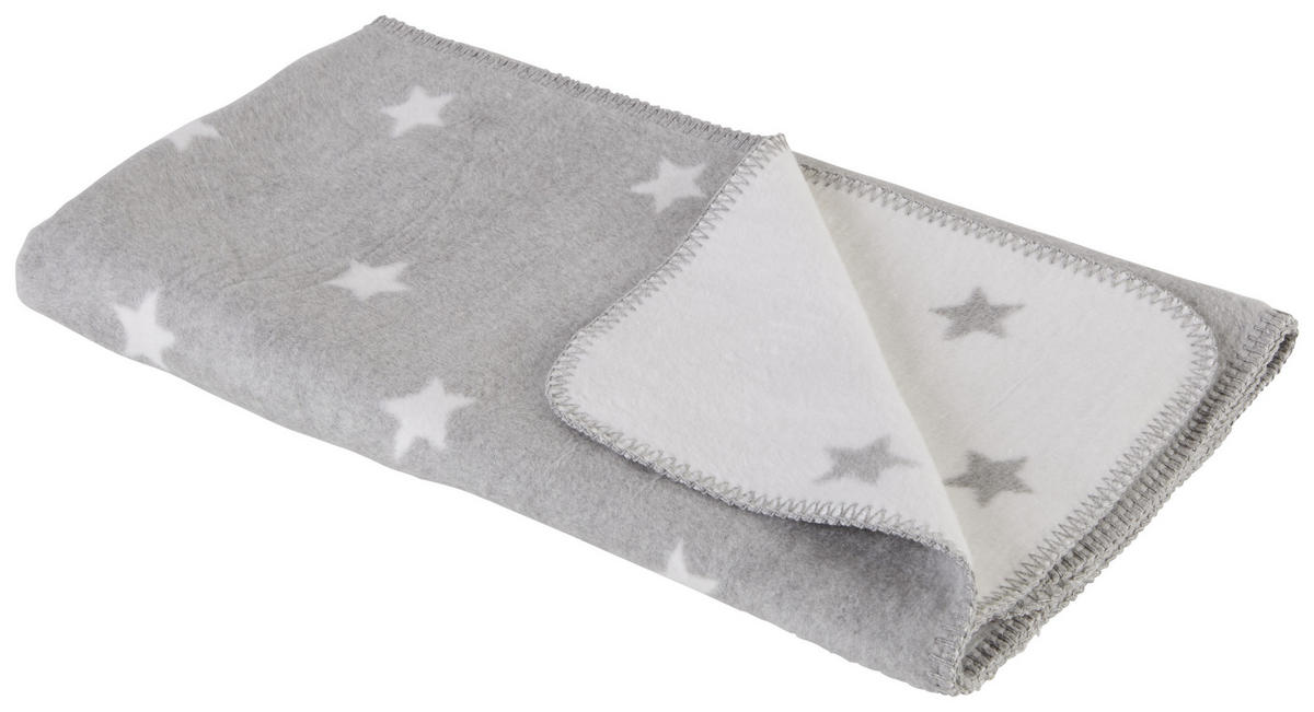 SCHMUSEDECKE Sterne  75/100 cm  - Hellgrau/Weiß, Trend, Textil (75/100cm) - Patinio