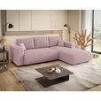 ECKSOFA inkl. Funktionen Rosa Cord  - Schwarz/Rosa, KONVENTIONELL, Kunststoff/Textil (260/200cm) - Xora