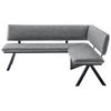 ECKBANK in Metall, Textil Schwarz, Hellgrau  - Hellgrau/Schwarz, Modern, Textil/Metall (180/140cm) - Cantus