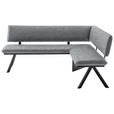 ECKBANK 205/165 cm  in Schwarz, Hellgrau  - Hellgrau/Schwarz, MODERN, Textil/Metall (205/165cm) - Cantus