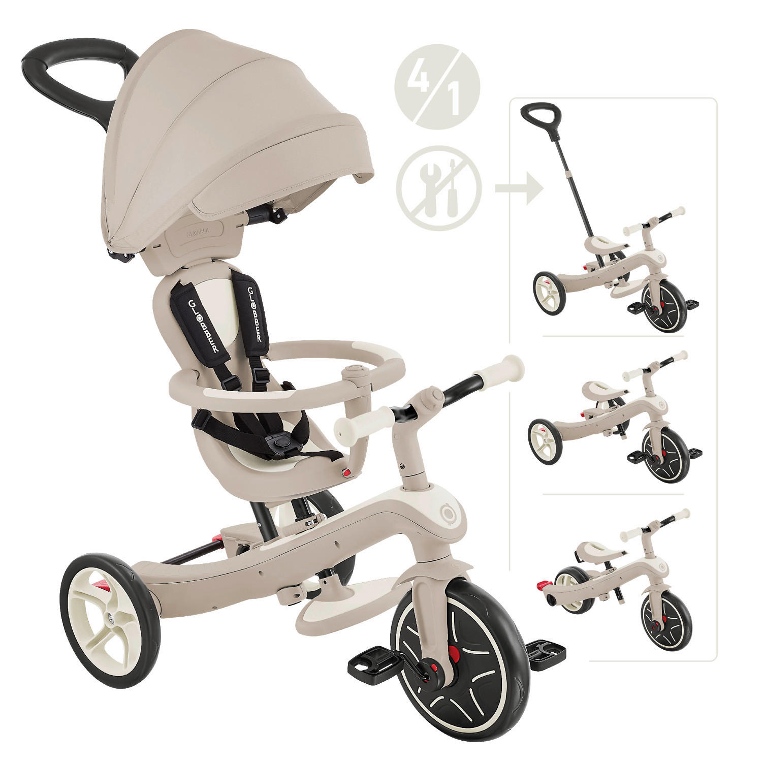 DREIRAD EXPLORER TRIKE 4in1 ECO  - Perlmutt, Basics, Kunststoff (95/47/97,5cm) - GLOBBER