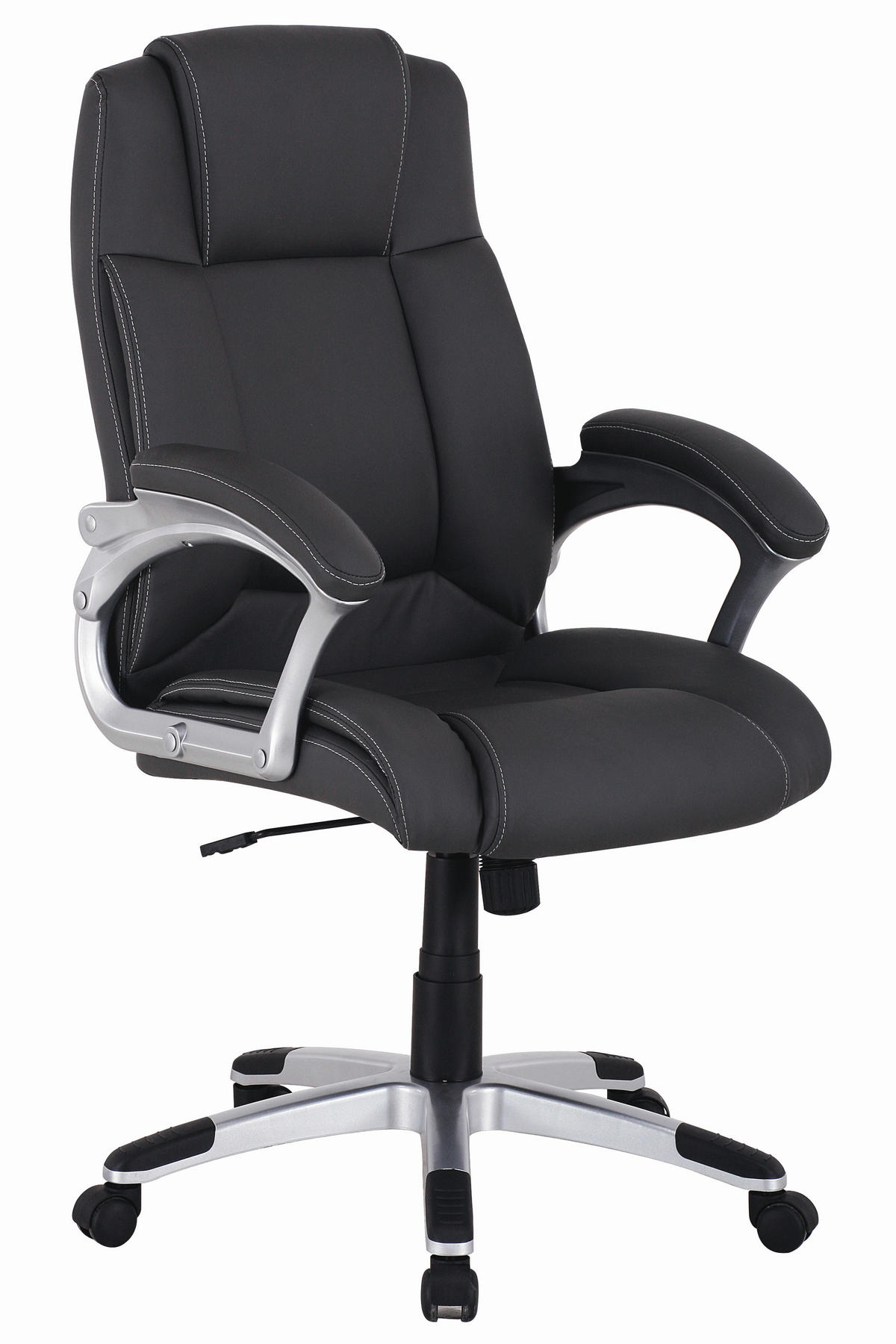 CHEFSESSEL Lederlook Grau, Silberfarben  - Silberfarben/Weiß, Design, Kunststoff/Textil (65/109-119/65cm) - Carryhome