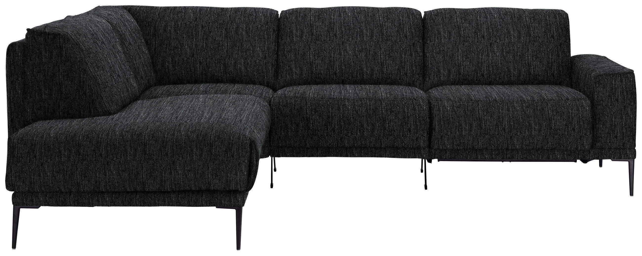 ECKSOFA in Flachgewebe Schwarz  - Schwarz, Design, Textil/Metall (210/260cm) - Johann Jakob