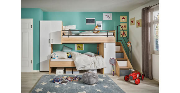JUGENDZIMMER - Eichefarben/Weiß, Design, Holzwerkstoff (90/200cm) - Novel