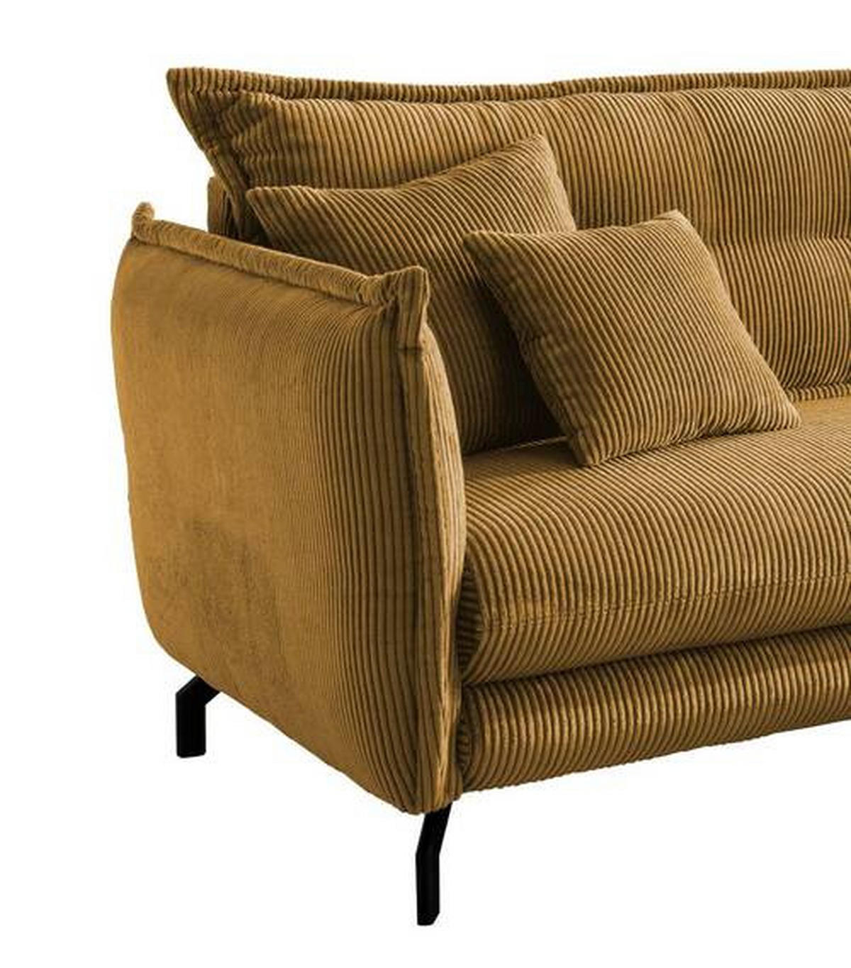 ECKSOFA in Cord Goldfarben  - Goldfarben/Schwarz, Modern, Textil/Metall (255/180cm) - Livetastic
