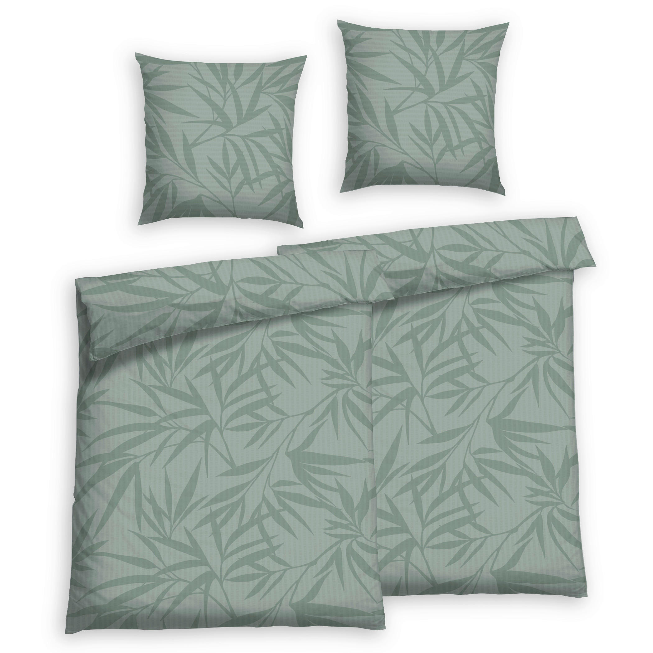 Bettwäschen 2er Set 4-teilig Seersucker 135/200 cm  - Salbeigrün, Basics, Textil (135/200cm) - Florella