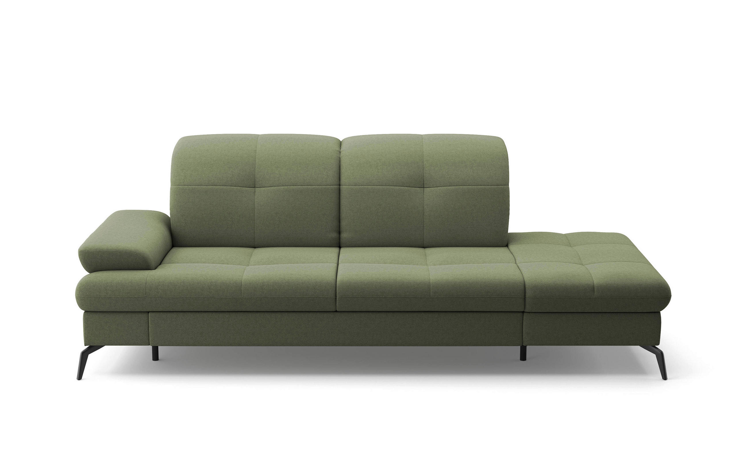 RÉCAMIERE Olivgrün Flachgewebe  - Schwarz/Olivgrün, KONVENTIONELL, Textil/Metall (231/90/122cm) - Sit & More