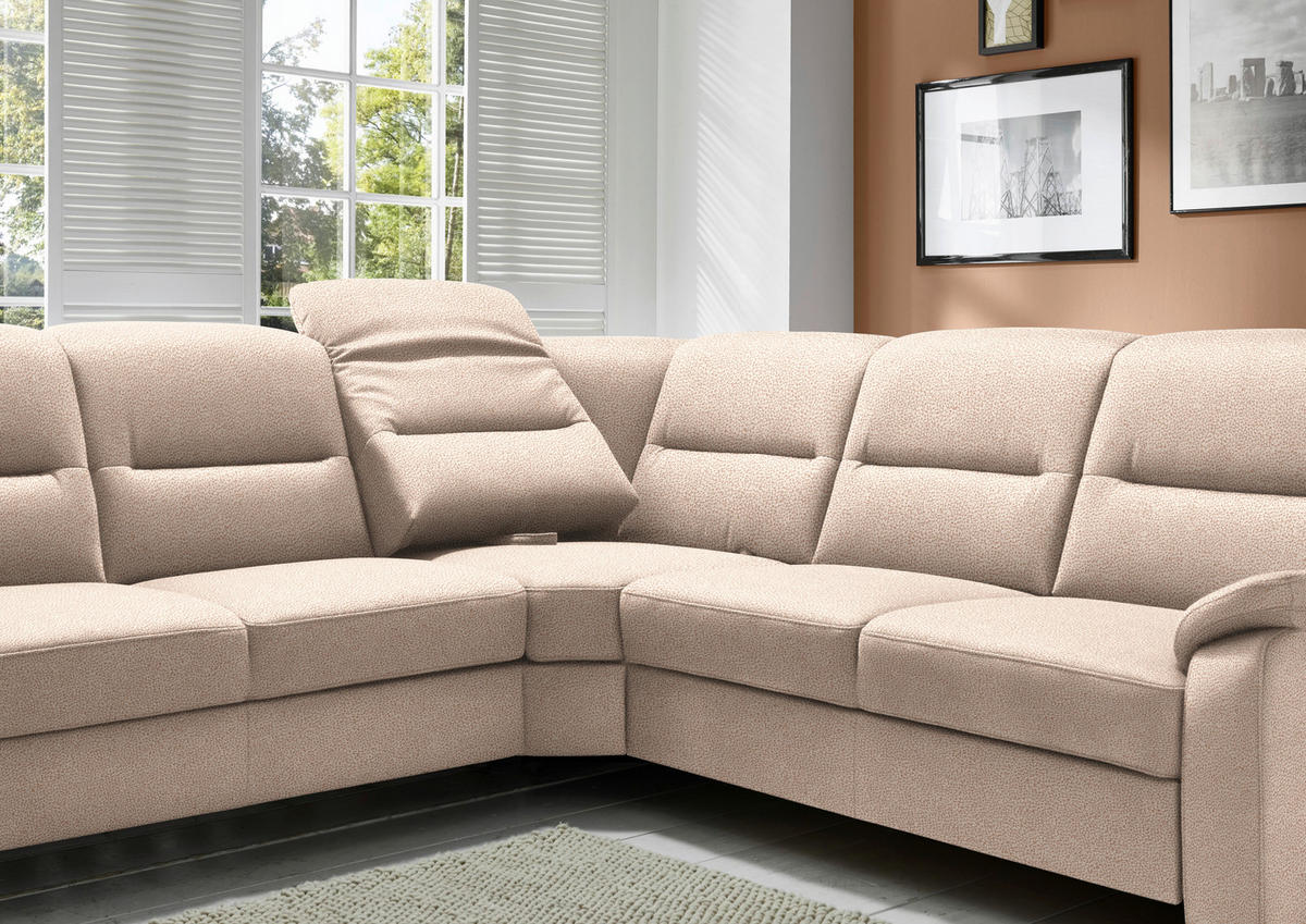 ECKSOFA in Mikrofaser Beige  - Beige/Schwarz, Konventionell, Holz/Textil (303/245cm) - Beldomo Comfort