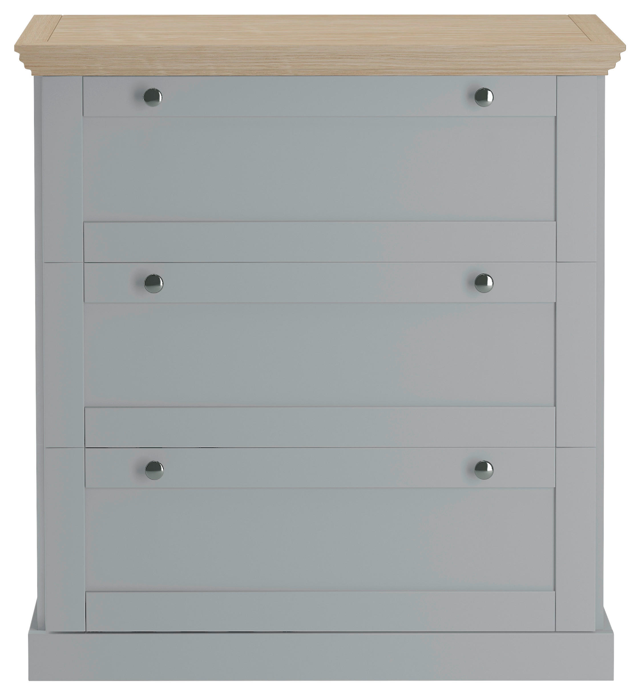 KOMMODE 75/80/35 cm 3 Schublade(n)  - Eichefarben/Silberfarben, Design, Holzwerkstoff/Metall (75/80/35cm) - MID.YOU