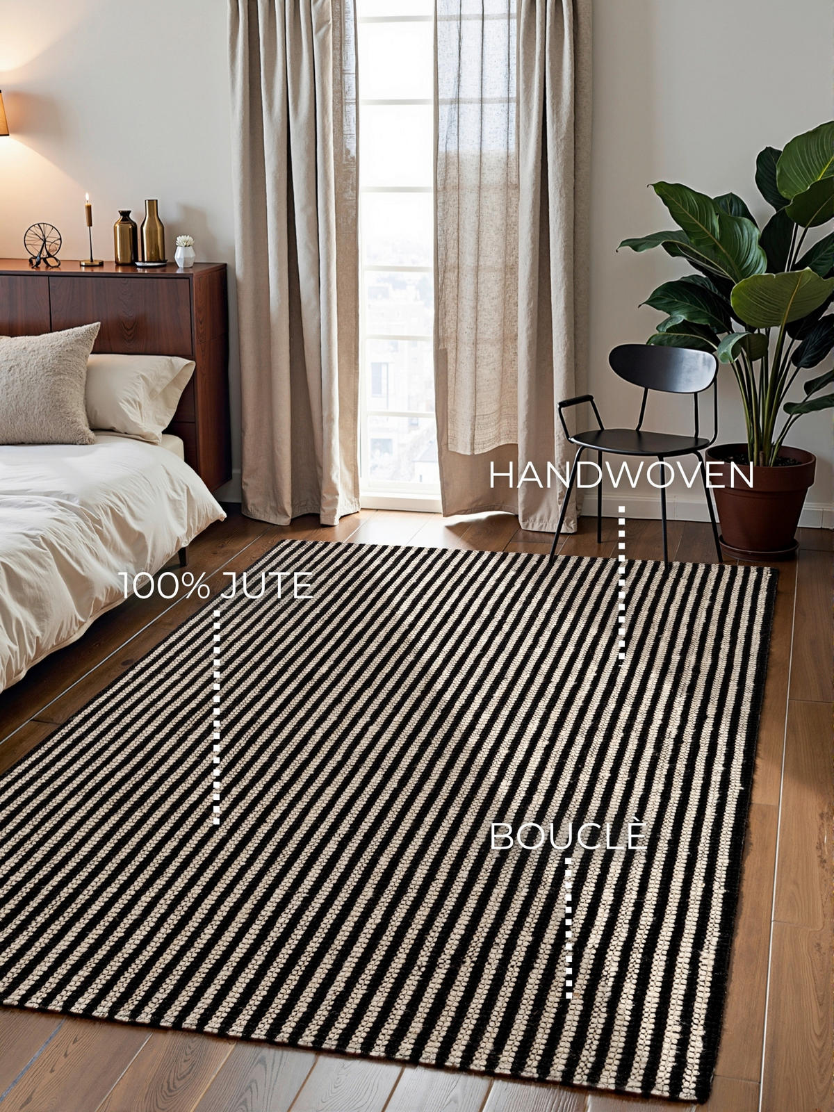 JUTETEPPICH 200/300 cm Harvest Creme, Schwarz  - Creme/Schwarz, Design, Textil (200/300cm) - Elle Decoration