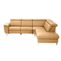 ECKSOFA in Echtleder Cognac  271/239 cm  - Cognac/Alufarben, Design, Leder/Metall (271/239cm) - Cantus