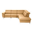 ECKSOFA in Echtleder Cognac  271/239 cm  - Cognac/Alufarben, Design, Leder/Metall (271/239cm) - Cantus