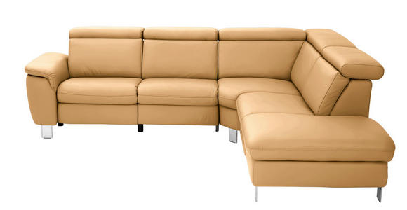 ECKSOFA in Echtleder Cognac  271/239 cm  - Cognac/Alufarben, Design, Leder/Metall (271/239cm) - Cantus