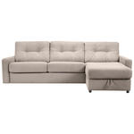 ECKSOFA Hellbraun Webstoff Rückenkissen, Bettkasten, Schlaffunktion, Matratze, Rücken echt  - Hellbraun/Schwarz, KONVENTIONELL, Kunststoff/Textil (270/160cm) - Carryhome
