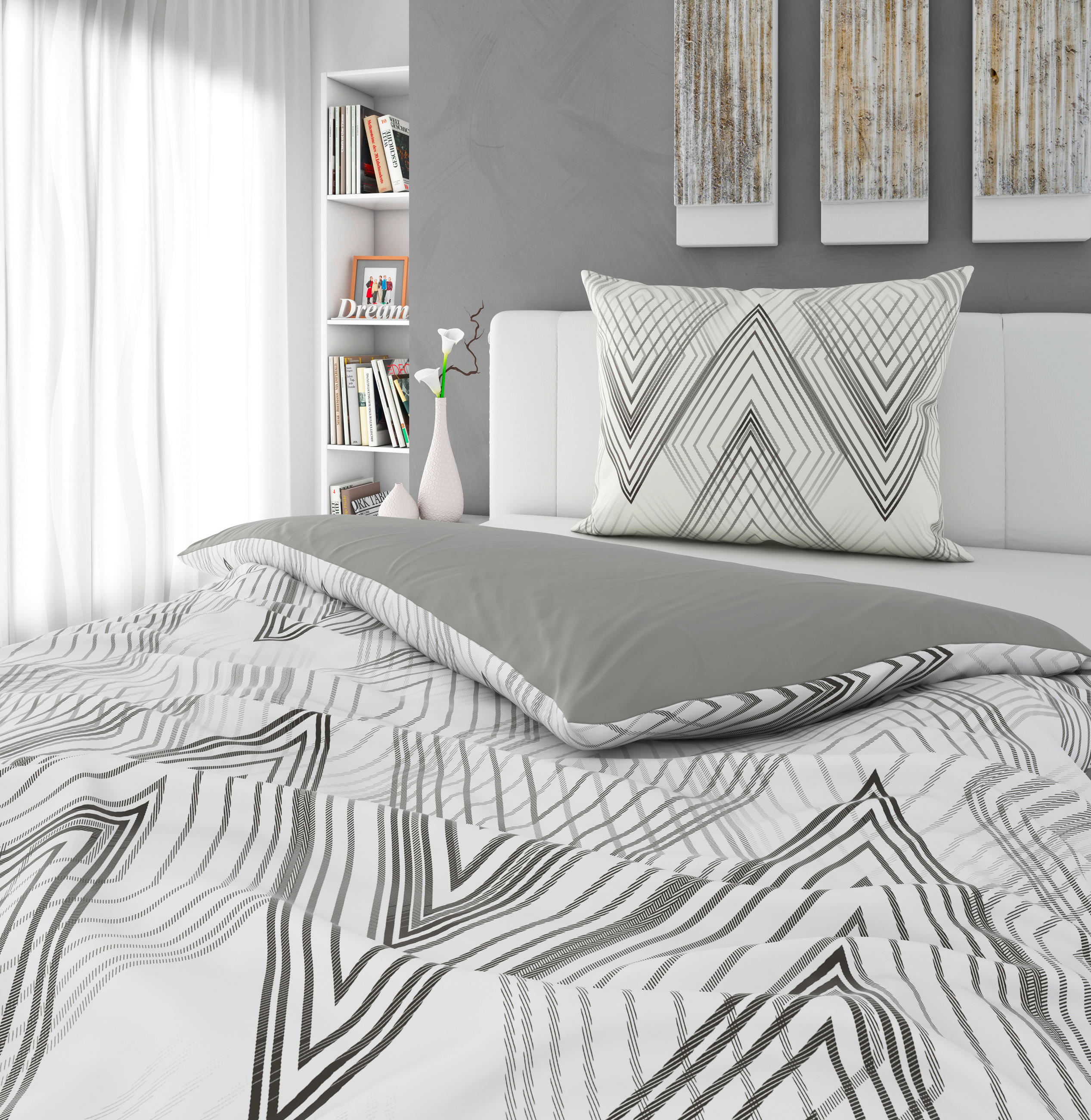 WENDEBETTWÄSCHE 140/200 cm  - Grau, Design, Textil (140/200cm) - Novel