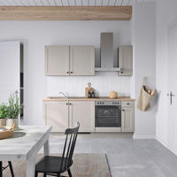 KÜCHENBLOCK Cascada 210 cm  in Grau, Eiche dunkel  - Eiche dunkel/Schwarz, MODERN, Holzwerkstoff/Metall (210cm) - Nobilia