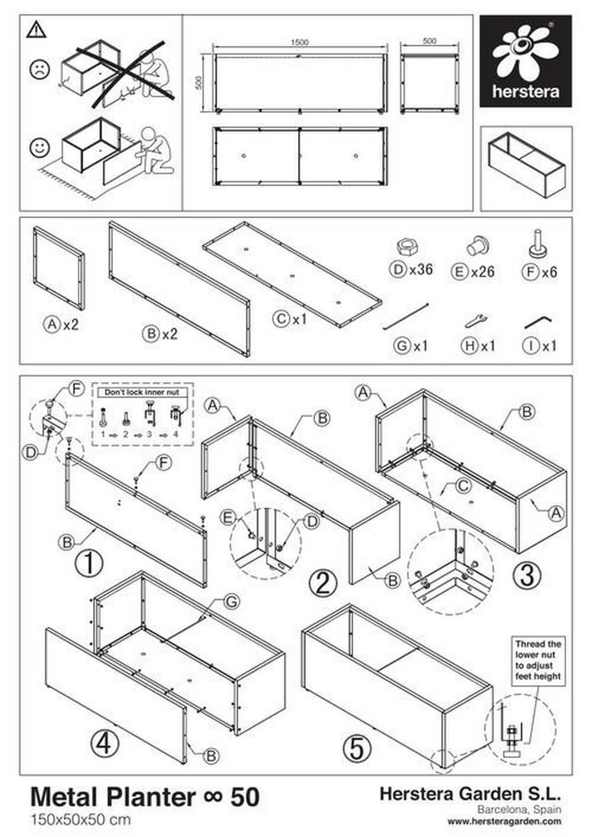 PFLANZENTOPF  - Anthrazit, Basics, Metall (50/50/150cm)