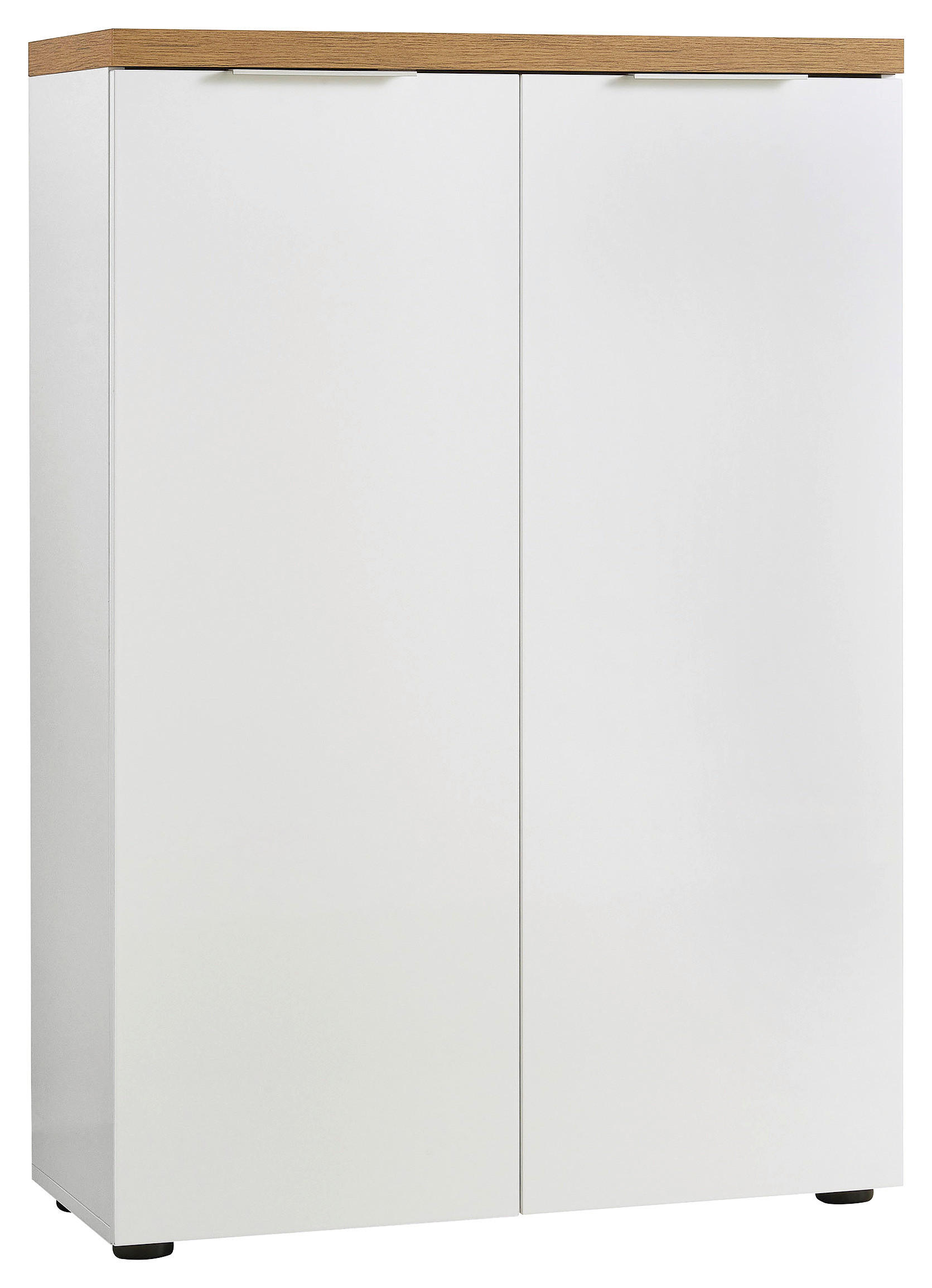 SCHUHSCHRANK Weiß, Eichefarben - Eichefarben/Alufarben, Design, Holzwerkstoff/Kunststoff (80/115/34cm) - Xora