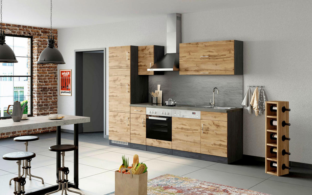 KÜCHENLEERBLOCK   in Eichefarben  - Eichefarben/Anthrazit, MODERN, Holzwerkstoff (270/200/60cm) - Held