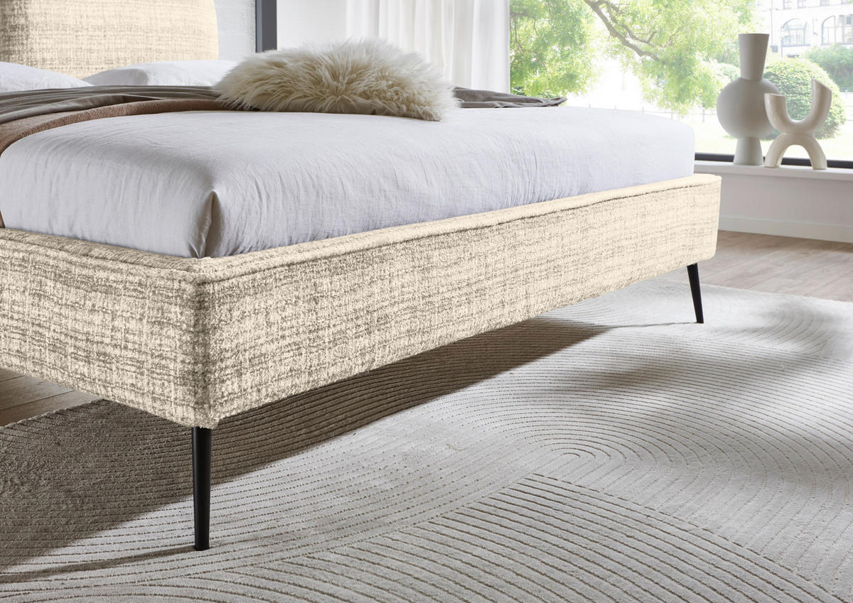 POLSTERBETT 180/200 cm  in Beige  - Beige/Schwarz, Modern, Textil/Metall (180/200cm) - Livetastic