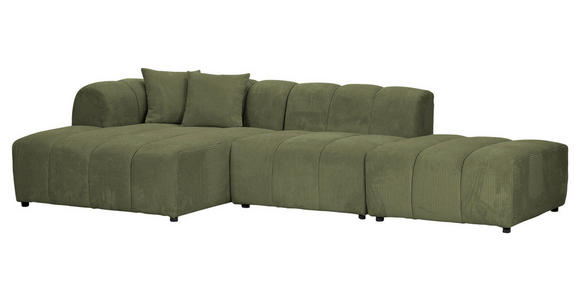 ECKSOFA Dunkelgrün Cord Zierkissen, Rücken echt  - Dunkelgrün/Schwarz, KONVENTIONELL, Kunststoff/Textil (162/313cm) - Carryhome