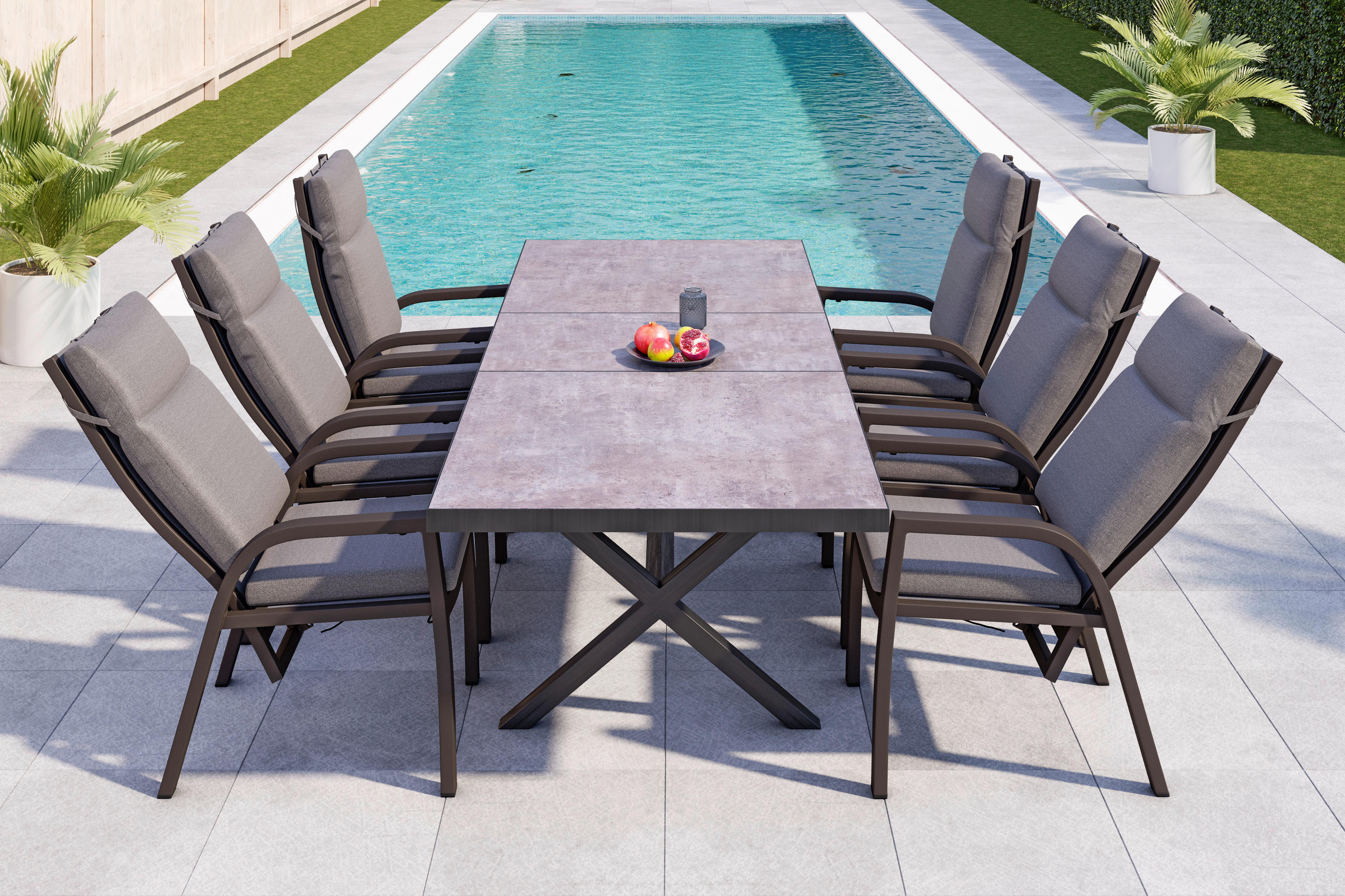 RELAXSESSEL in Metall, Textil Anthrazit, Schwarz, Dunkelgrau  - Dunkelgrau/Anthrazit, KONVENTIONELL, Textil/Metall (59/110/67cm) - Ambia Garden