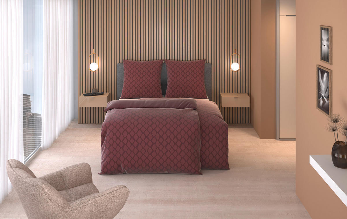 WENDEBETTWÄSCHE SNAKO Satin 200/200 cm  - Kirschrot, Design, Textil (200/200cm) - Dieter Knoll