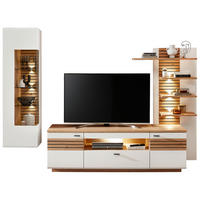 REGAL ZA DNEVNI BORAVAK bela, hrast artisan, crna   - bela/crna, Moderno, staklo/metal (280/193/47cm) - Hom`in
