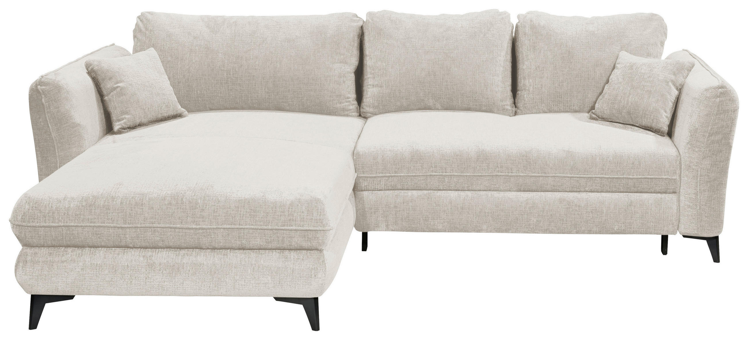 HÖRNBÄDDSOFFA 3-sits i chenille elfenbensfärgad  - svart/elfenbensfärgad, Basics, textil/plast (286/192cm) - Livetastic