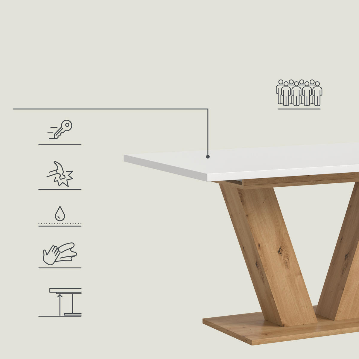 AUSZIEHTISCH Weiß rechteckig  ausziehbar  - Eiche Artisan/Weiß, Trend, Holzwerkstoff (150-190/90/76cm) - MID.YOU