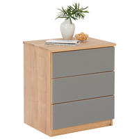 NACHTTISCH 50/60/40 cm  massiv Eiche Eichefarben, Taupe  - Taupe/Eichefarben, Natur, Glas/Holz (50/60/40cm) - Linea Natura