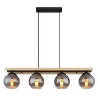 HÄNGELEUCHTE 85/15/120 cm    - Schwarz/Naturfarben, Natur, Glas/Holz (85/15/120cm) - Globo