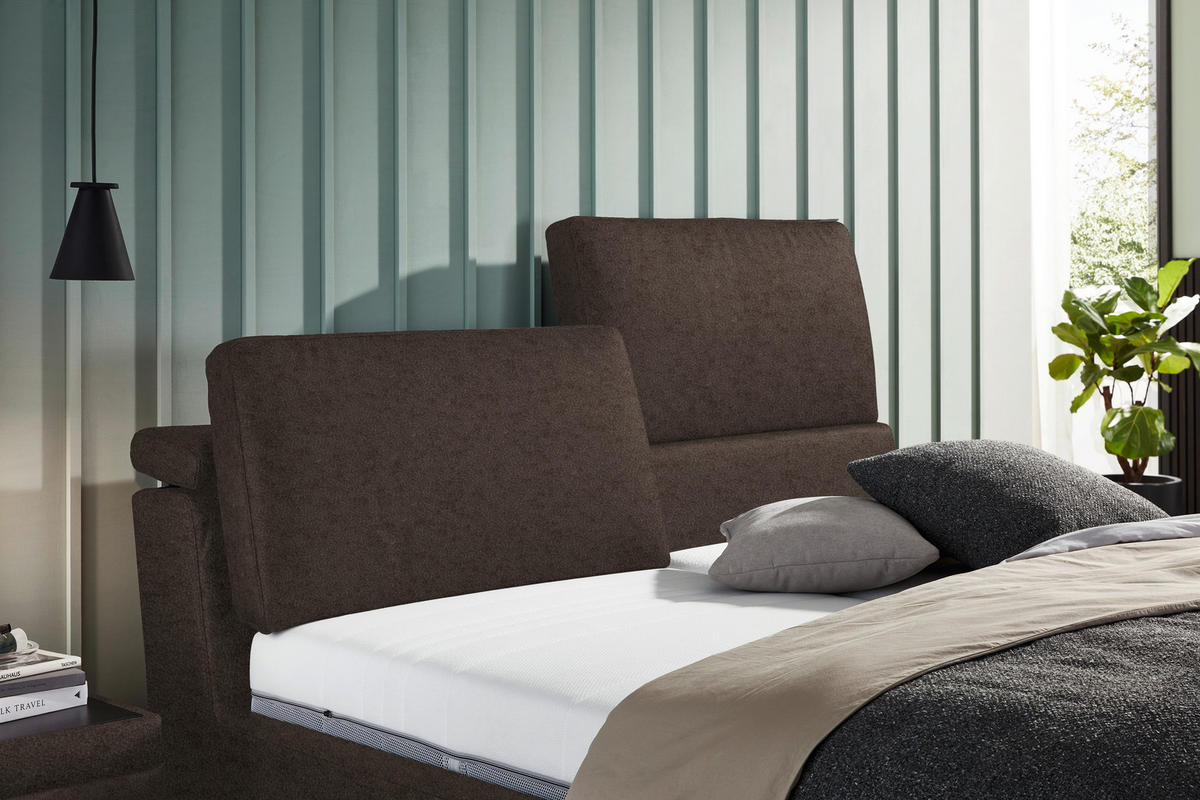 POLSTERBETT 200/200 cm  in Braun  - Hellbraun/Anthrazit, Design, Holz/Textil (200/200cm) - Johann Jakob