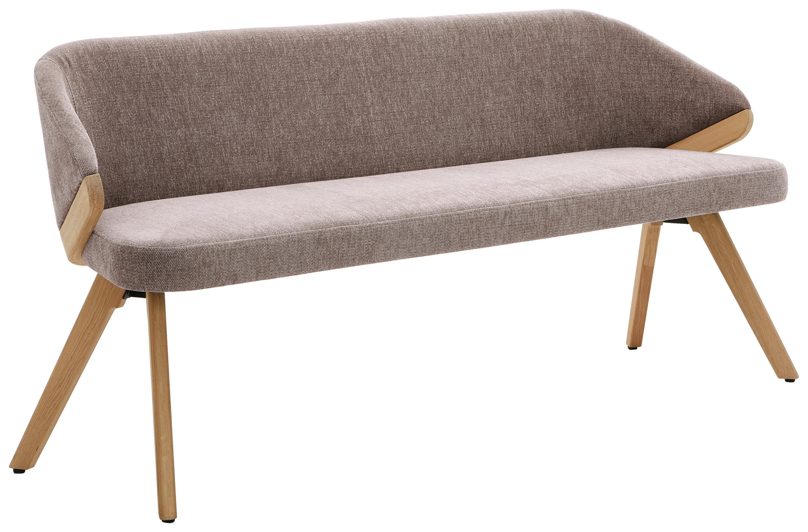 SITZBANK 191/83/59 cm Chenille Braun Eiche vollmassiv  - Eiche Bianco/Braun, KONVENTIONELL, Holz/Textil (191/83/59cm) - Linea Natura