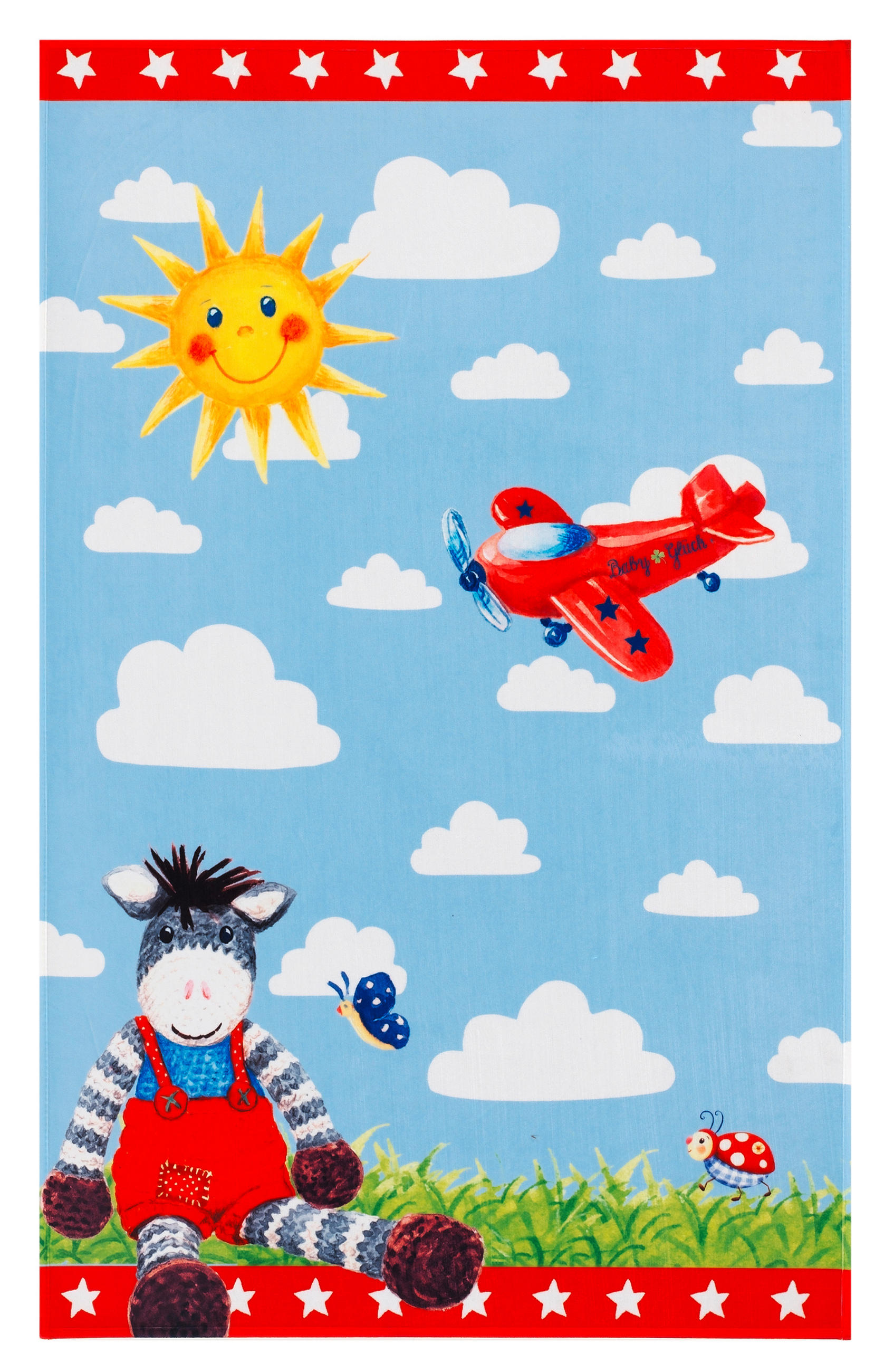 Kinderteppich Zebra Rot/Blau/ Grün Baby Glück 100x160 cm