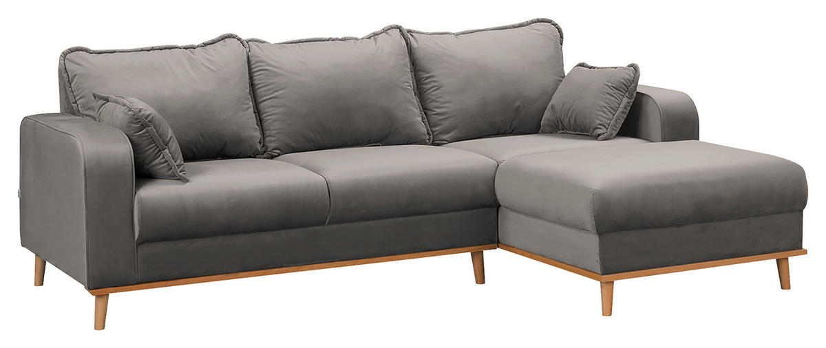 ECKSOFA Mikrofaser Grau  - Wengefarben/Grau, Design, Holz/Textil (230/150cm) - Livetastic