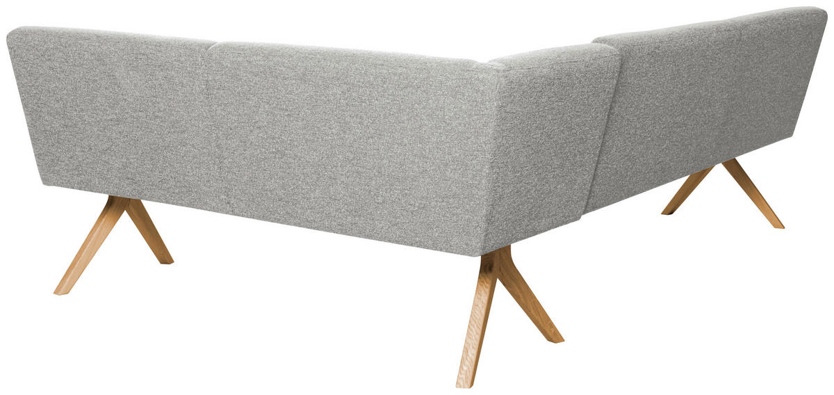 ECKBANK 218/172 cm Webstoff Hellgrau Eiche vollmassiv   - Eichefarben/Hellgrau, KONVENTIONELL, Holz/Textil (218/172cm) - Linea Natura