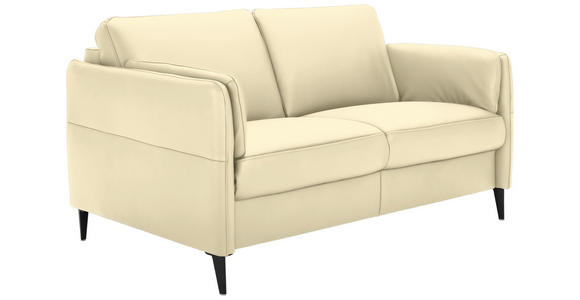 2,5-SITZER in Leder Creme - Creme/Schwarz, Design, Leder/Metall (164/84/99cm) - Dieter Knoll