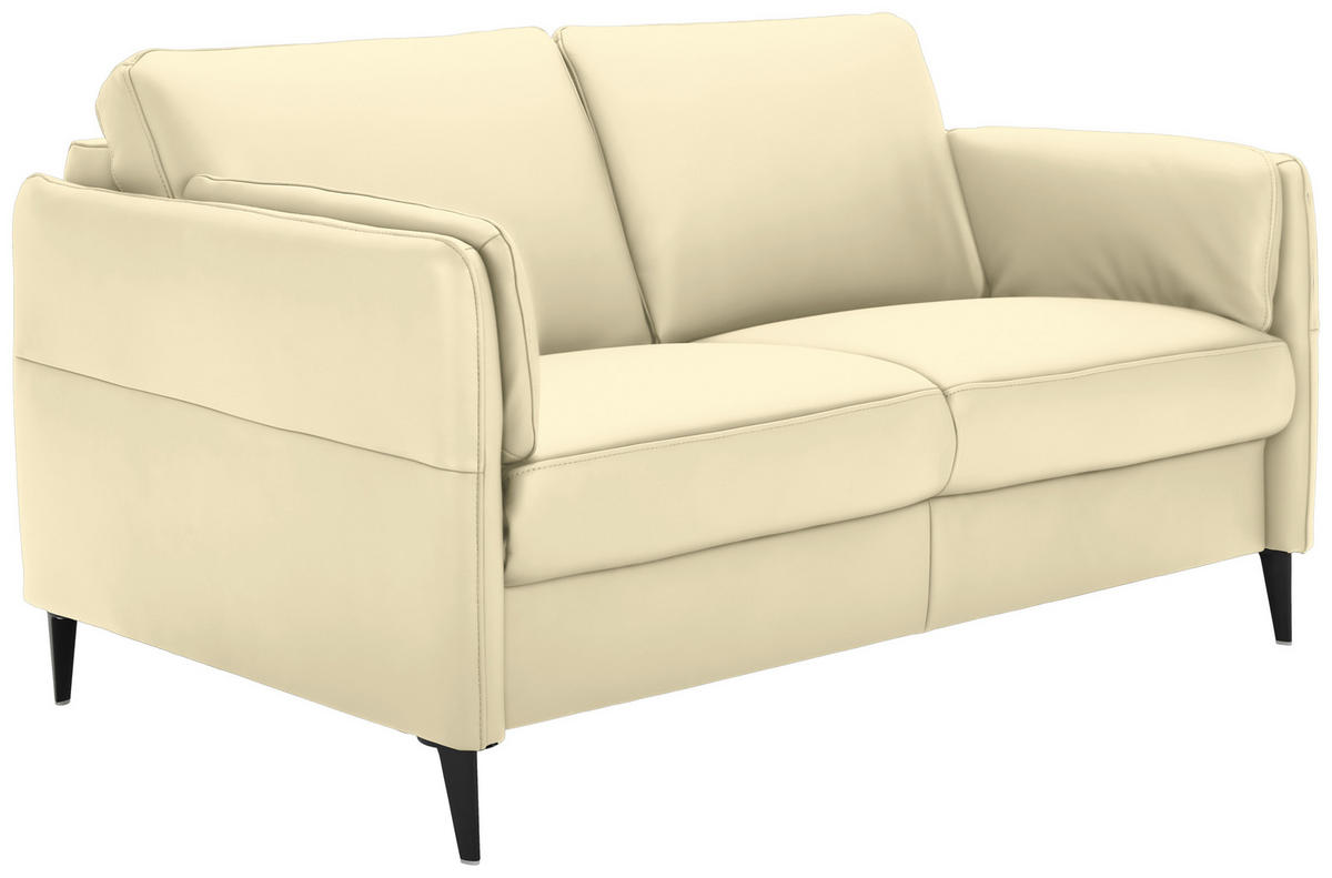 2,5-SITZER in Echtleder Creme  - Creme/Schwarz, Design, Leder/Metall (164/84/99cm) - Dieter Knoll